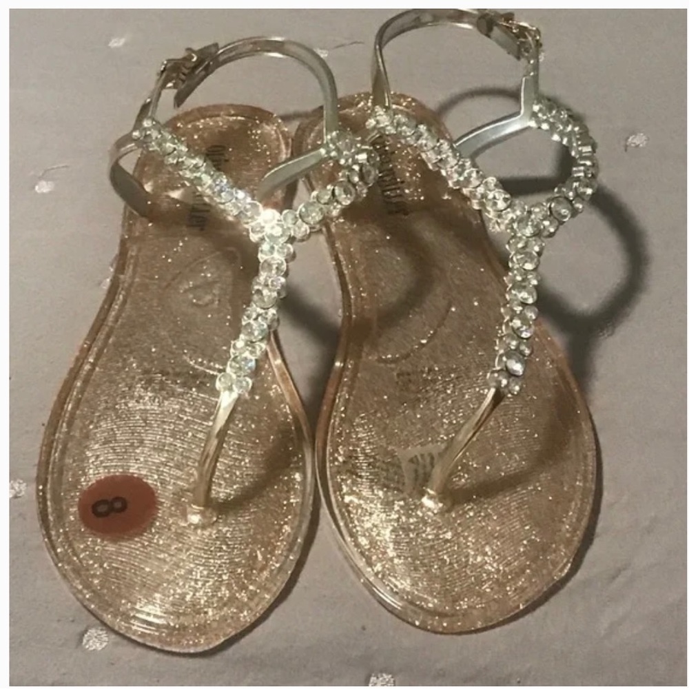 Olivia Miller Rhinestones Jelly Sandals - Size 8